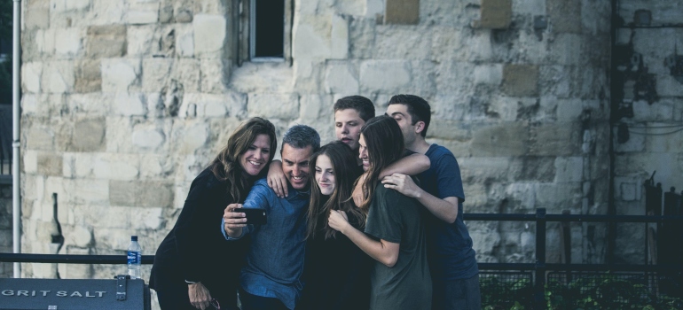 a group of friends taking a photo