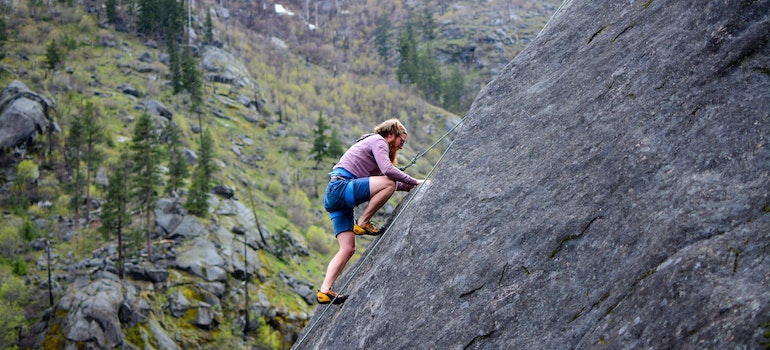 Man rock climbing