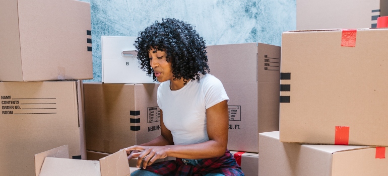 girl packing her items