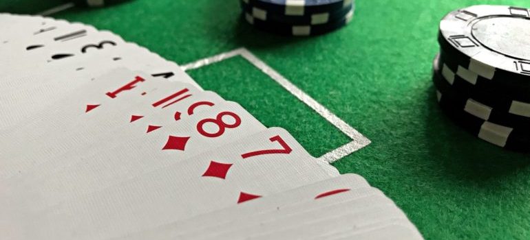 Cards and chips on the poker table