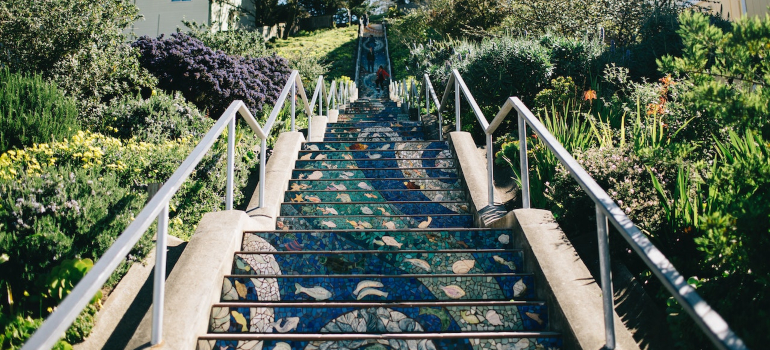 Mosaic steps of 16th Avenue, one of one of the examples for exploring the Hidden Gems of Austin