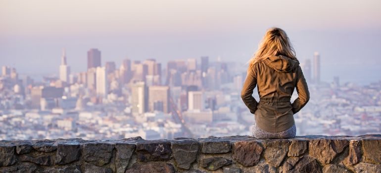 A woman admiring natural beauty of Austin which is also one of the things only people living in the Bay Area will understand